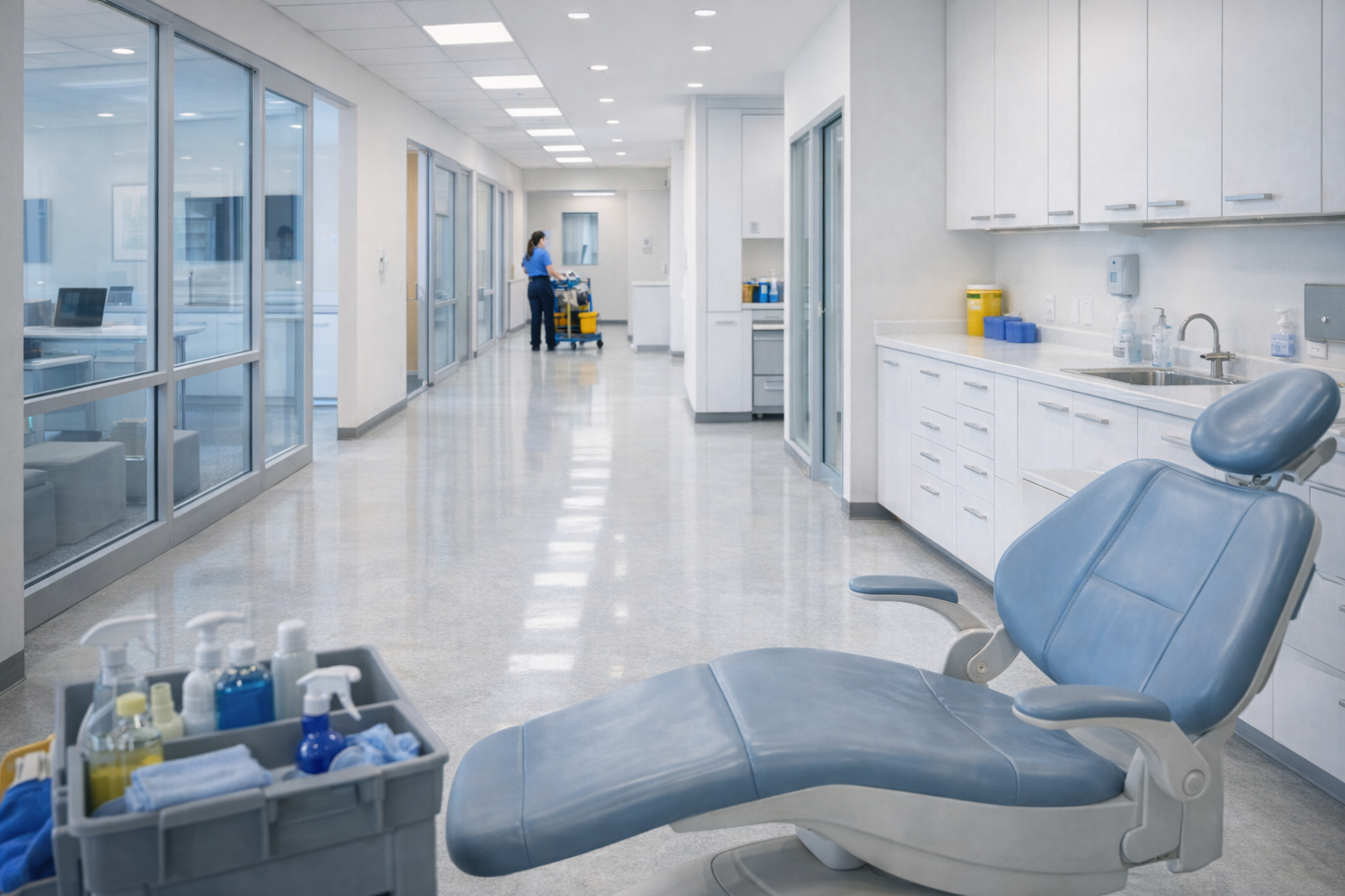 Clean health and dental facility interior